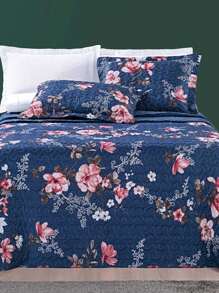 3 Piece Quilt Kit King\Queen\Double\Single 200 Thread Count Percale Double-Sided Quilted Printed Avere - 花藍 - 查看 2