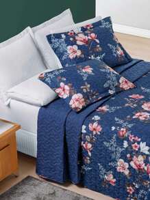 3 Piece Quilt Kit King\Queen\Double\Single 200 Thread Count Percale Double-Sided Quilted Printed Avere - 花藍 - 查看 1