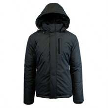 Men's Heavyweight Jacket With Detachable Hood - Black - View 3