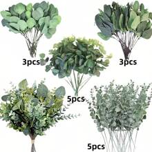 10/15/16/26/38/52/66/90/110PCS Mixed 4 Combination Set Of Artificial Eucalyptus Flowers And Leaf Stems With Silver Branches - Home Decoration, Office, Garden, Party, Shop Decoration, Party, Wedding, Desktop Placement, Romantic Centerpiece, DIY Crafts - Multicolor - View 16