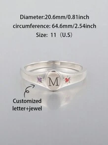 1pc Customized Fashion Ring With Engraved English Letter And 2pcs Birthstone, Simple Design Unique Combination Accessories,Gift For Father's Day,Mother's Day,Valentine's Day,Birthday,Anniversary,Friends,Graduation,Christmas