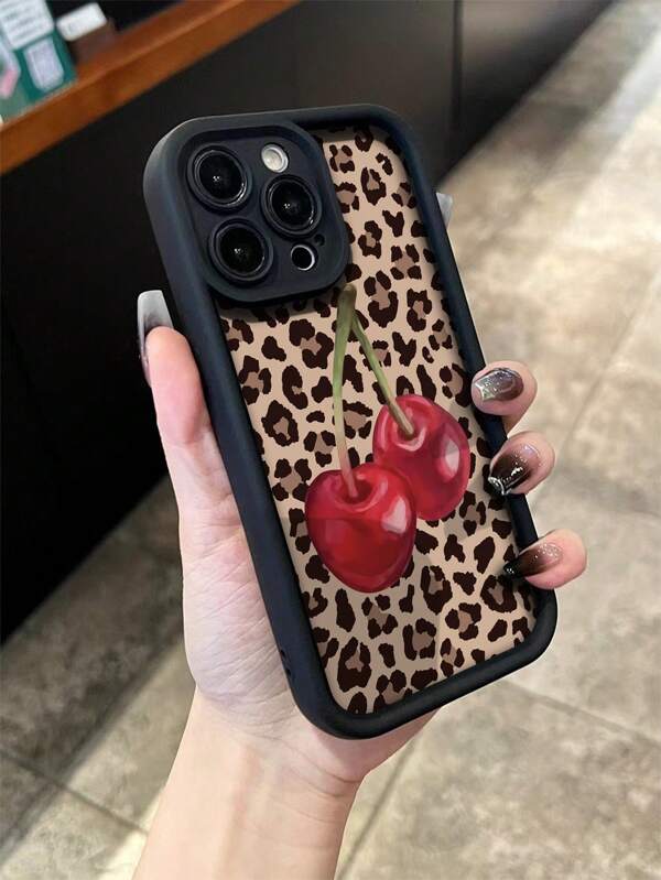 Butterfly, Leopard Print, Cherry Pattern Shockproof Soft TPU Phone Case Compatible With IPhone 11/12/13/14/12 Pro Max/16 Pro/15/X/XR/7/8Plus