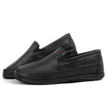 Men's Casual Leather Moccasin Shoes - Black - View 2