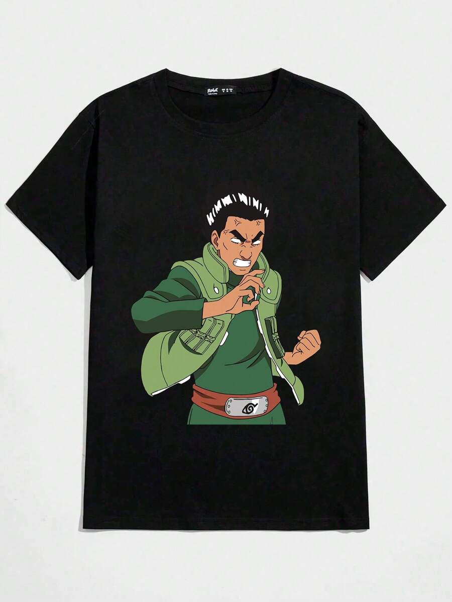 Might Guy Unisex T-Shirt 100% Cotton Streetwear New Release Shipping Various Colors!! - 黑色 - 查看 1