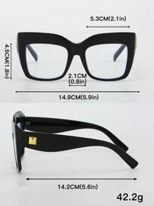 1pc Women's Cat Eye Plano Lenses Eyeglasses, Large Frame Y2K Style Glasses Accessories For Women - Bright Black and White Film - View 5