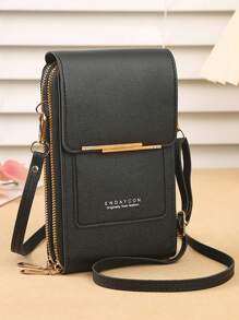 全新触屏手机包女式小号斜挎可爱学生手机包女士返校女士手机包女士钱包钱包 - 黑色 - 查看 1