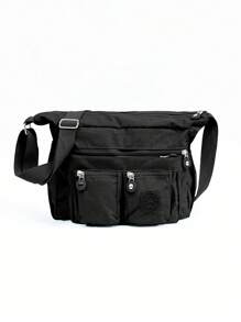 Women's Waterproof Causal Multilayer Medium Shoulder Messenger Bag W5004 - 黑色 - 查看 1