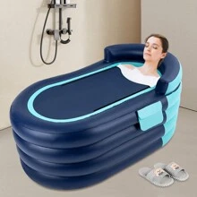 TFCFL Inflatable Bathtub Adult PVC Folding Portable Blow Up Bathtub Warm Bath Tub+Pump - 藍色 - 查看 1