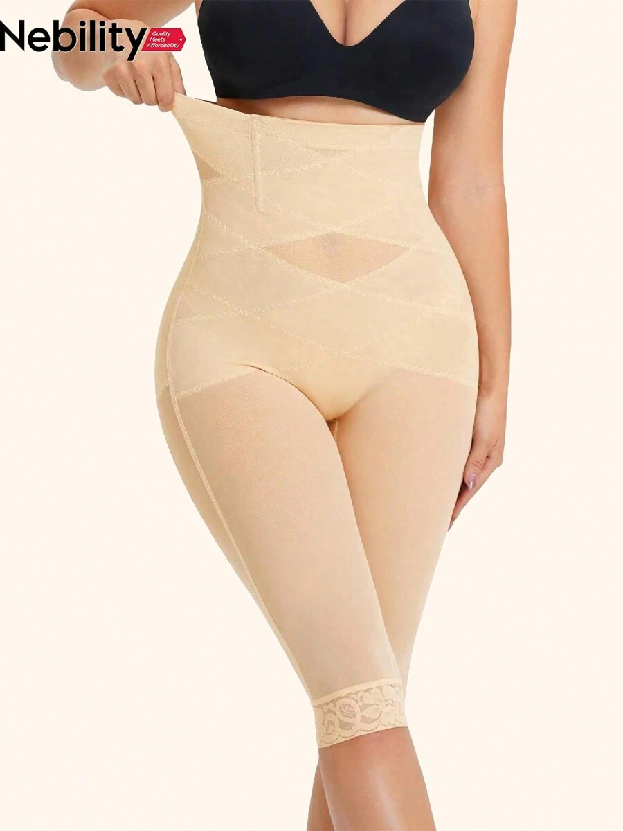 Nebility Faja Women's Body Shaping Pants Leggings Tummy Tuck Waist Hip Lift Spring Summer Autumn Winter Breathable And Comfortable Seamless Three-Quarter Hip Lift Pants Suitable For Daily Wear - Màu be - Xem 1