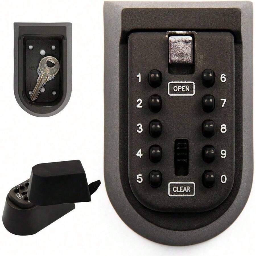 Combination Key Lock Box 10-Digit Combination Top Security Key Box Best Outdoor Waterproof Wall Mounted Key Box For Elderly Parents Spare House Keys Home Garage Office School - Apricot - View 1