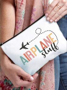 Bolsa de cosméticos de lona para viajes - Bolsa de viaje y organizador de equipaje para avión, bolsa de maquillaje no impermeable, sin olor, regalo perfecto para asistentes de vuelo, agentes de viajes y viajeros frecuentes, organizador de maquillaje, bolsa de almacenamiento de maquillaje, estuche de maquillaje pequeño, accesorios de viaje, bolsa de maquillaje, bolsa de maquillaje, artículos de viaje, suministros escolares