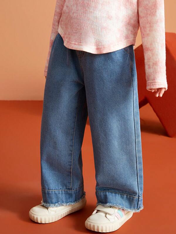 ASK JUNIOR Jeans mit geradem weitem Bein und Blumendruck für Kleine Mädchen im Herbst