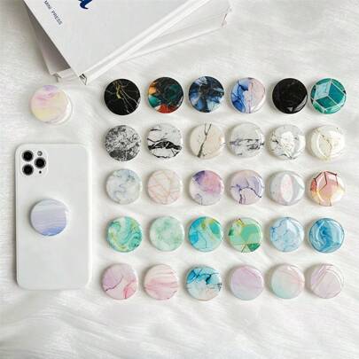 1 件手机握把支架，可爱树脂透明手机支架，大理石渲染纹理，手工制作可扩展折叠手机配件，兼容 、Android 手机，生日、家人、朋友礼物，推拉式手机握把，手机配件