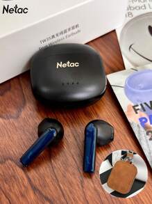NETAC Auriculares inalámbricos Bluetooth TWS Netac, excelente calidad de sonido 5.3 con emparejamiento automático, ligeros, auriculares inalámbricos con micrófono, compatibles con iPhone, Android, para juegos, auriculares y altavoces, micrófono, regalos para vacaciones, regalos del Día de San Valentín, regalos de Navidad, imprescindibles para otoño e invierno