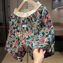 Summer New Style Yarn-Dyed Jacquard Letter Graffiti Shorts Men's Fashion Couple Shorts Versatile Beach Pants - 綠色 - 查看 5