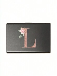 1pc - 6 Slots Ultra-Thin Card Holder, Rose Gold, Alphabet A-Z Pattern Wallet, ID & Credit Card Case, Minimalist Ultra-Slim Aluminum Alloy Metal Wallet, RFID Blocking Card Holder, Unisex - Black - View 13