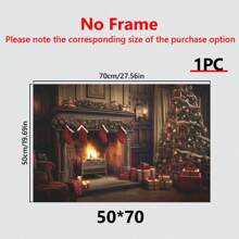 1 Piece Warm Fireplace Christmas Living Room Wall Art Canvas Print, Christmas Tree, Christmas Decor Home,Stockings, Gifts, Ready To Hang, Vintage Nostalgia, For Living Room, Room, Home Wall Decor Or Outdoor Art Winter Decor Sign, Canvas Material Framed