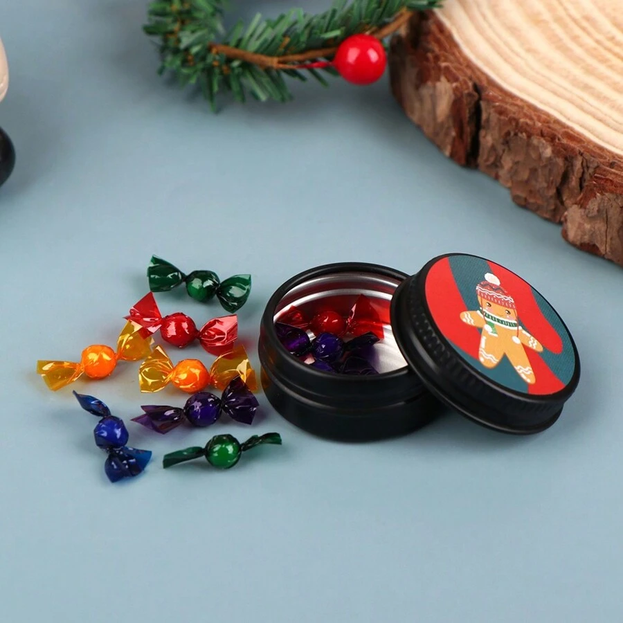 1 件迷你食物模型玩具套装、圣诞饼干、巧克力、蝴蝶脆饼糖果礼盒 - 彩色 - 查看 1