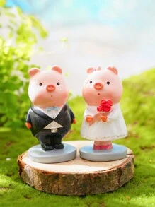 1pc Adorable Mini Pig Animal Figurine, Handpainted Waterproof Resin Home & Garden Decor Ornament, Bonsai Landscaping Mini Animal Statue, Yard Garden Decoration Mini Pig Sculpture