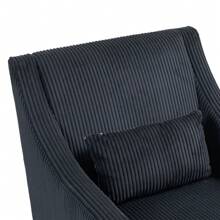 Home Living Room Accent Chair, Modern Upholstered Armchair With Scooped Arms For Bedroom,Apartment,Studio,Office,Waiting Room - 黑色 - 查看 8