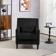 Home Living Room Accent Chair, Modern Upholstered Armchair With Scooped Arms For Bedroom,Apartment,Studio,Office,Waiting Room - 黑色 - 查看 2