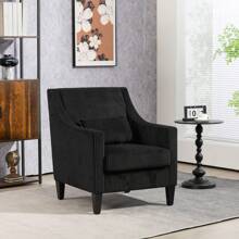 Home Living Room Accent Chair, Modern Upholstered Armchair With Scooped Arms For Bedroom,Apartment,Studio,Office,Waiting Room - 黑色 - 查看 1