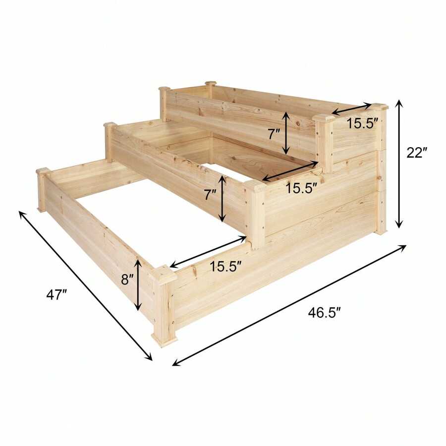 Lonabr Raised Garden Bed Wooden Outdoor Elevated Vegetables Herbs