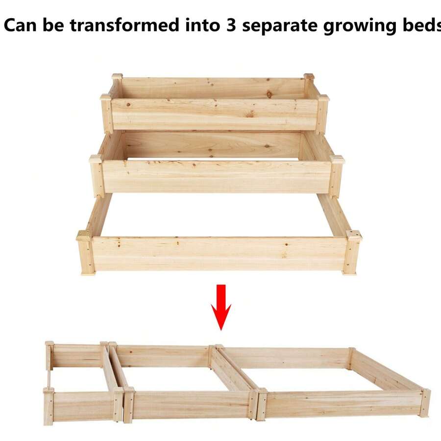 Lonabr Raised Garden Bed Wooden Outdoor Elevated Vegetables Herbs