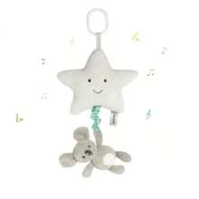 1pc Grey/white Hanging Musical Toy With Star & Koala Design, With Music Box Pp Stuffed Animal Baby Covered Bed Crib, Pram, Car Baby Seat Toys For Boy & Girls