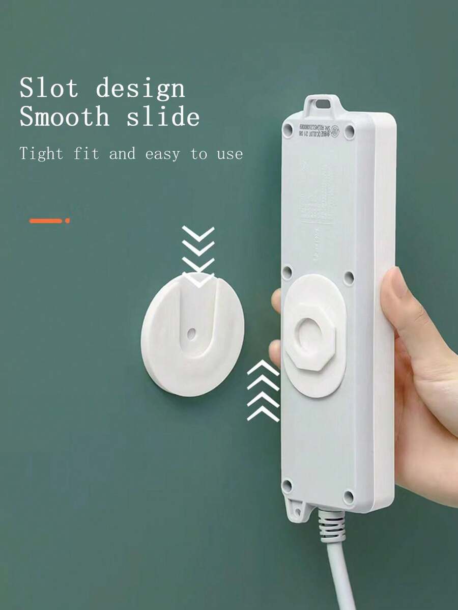 Detachable, No Drilling, Fixed Power Strip, Plug-In Fan, Adhesive Style Buckle
