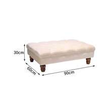 LIVINGANDHOME Living And Home Velvet Footstool - Button-Tufted Rectangular Pouf With Gourd Wooden Legs (90x60cm, Grey) - Beige - View 10