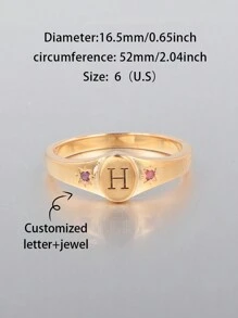 1pc Customized Fashion Ring With Engraved English Letter And 2pcs Birthstone, Simple Design Unique Combination Accessories,Gift For Father's Day,Mother's Day,Valentine's Day,Birthday,Anniversary,Friends,Graduation,Christmas