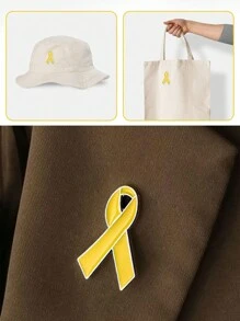 1PC/3pcs Metal Yellow Ribbon Pin Awareness Ribbon Pin Bone Cancer Awareness Support Campaign Charity Donation Event Gift Accessories Yellow Ribbon Awareness Brooch Breast Cancer Awareness Month - Multicolor - View 9