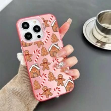 苹果圣诞二合一：可爱的免提手机支架，配有姜饼人手机壳，兼容 iPhone16/7/8/11/12/13/14/15/X/XR/Xs/Plus/Pro/Pro Max/SE2 - 粉色 - 查看 1