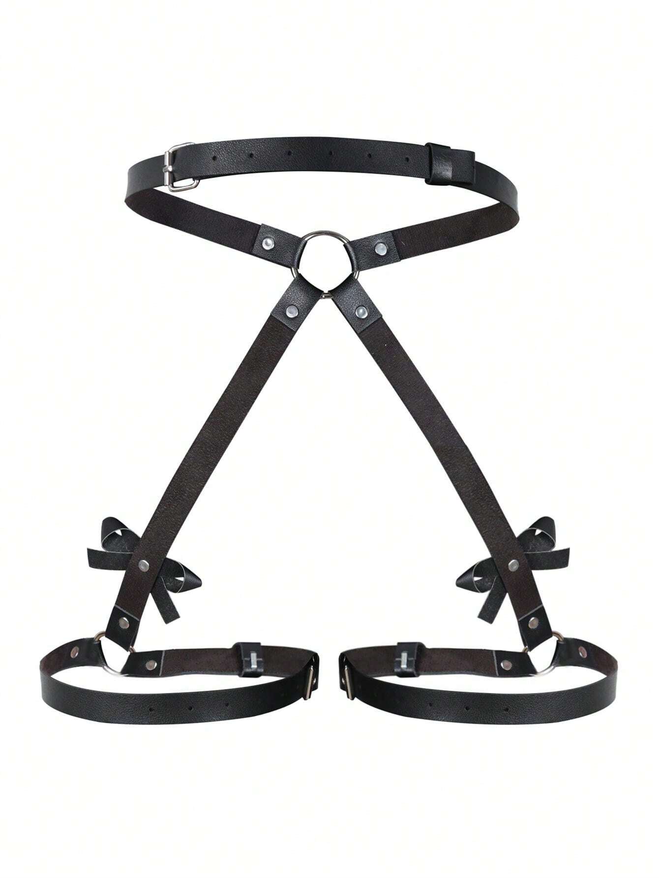 Women Sexy Bow Garter Leather Lingerie Leg Belt Thigh Garter Bondage