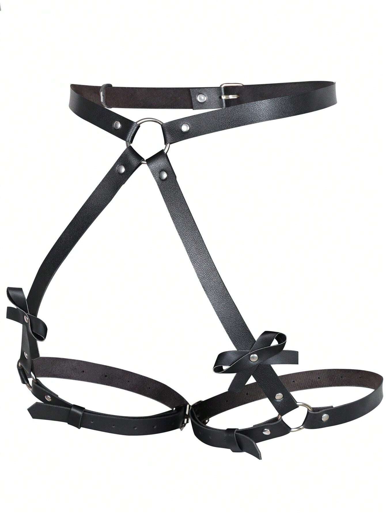 Women Sexy Bow Garter Leather Lingerie Leg Belt Thigh Garter Bondage