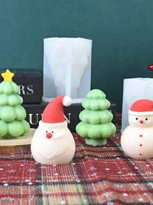 DIY Christmas Element Candle Silicone Mold Christmas Tree & Snowman Home Decoration Resin Casting Molds - Multicolor - View 4