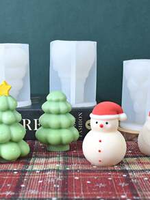 DIY Christmas Element Candle Silicone Mold Christmas Tree & Snowman Home Decoration Resin Casting Molds - Multicolor - View 5