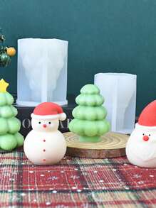 DIY Christmas Element Candle Silicone Mold Christmas Tree & Snowman Home Decoration Resin Casting Molds - Multicolor - View 3