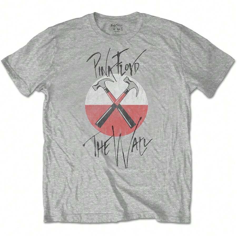 Pink Floyd | Official Band T-Shirt | The Wall Faded Hammers Logo - 48-Hour Fast Shipping!  - Grey - View 1