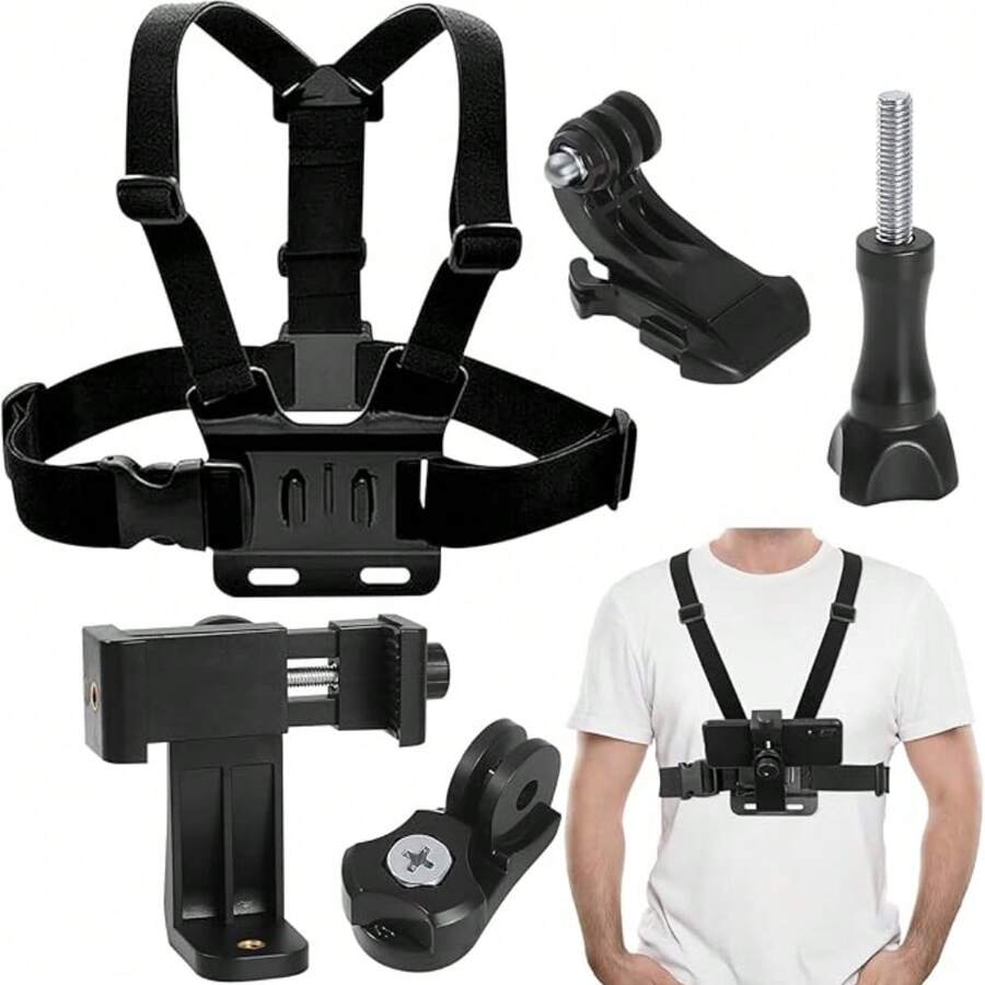 Kit de Arnês de Peito para Câmera de Ação com Suporte Ajustável para ...
