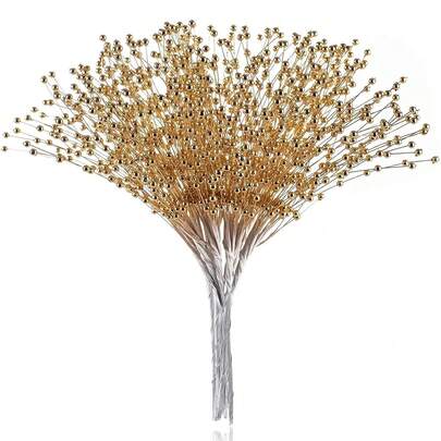 100pcs Beaded Stick Bride Wedding Pearl Bouquet Party Decoration, Christmas Decorations, Pearl Bouquet Christmas Flower, Christmas Tree Picks And Sprays