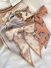 4 peças/Conjunto de Faixa de Cabeça Elegante, Lenços de Seda, Tiaras Florais e Ligas de Cabelo, Multiuso para Encontros, Uso Diário e Férias no Dia dos Namorados, Acessórios de Cabelo, Turbante