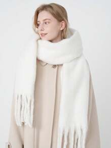 1pc Women's Solid Color Casual Street Polyester Scarf, Suitable For Outdoor, Commute And Daily Wear In Autumn And Winter - Green - View 17