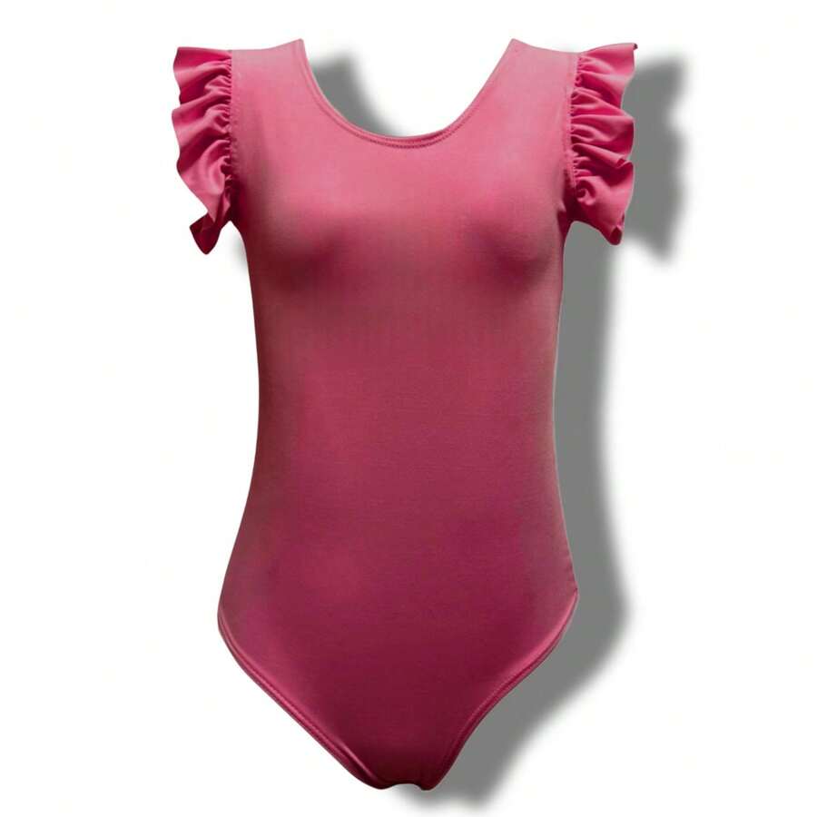 Girls Summer Ruffled Frilly Bodysuit - Màu Hồng Tươi - Xem 1