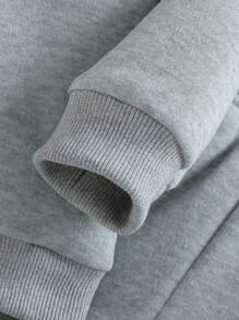 2pcs Young Girl Casual Cute Bow Decor Round Neck Long Sleeve Sweatshirt And Bow Decor Pants Set, Autumn/Winter - Grey - View 5