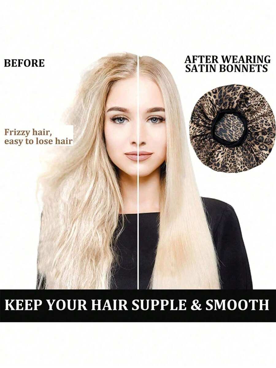 1/2pcs Women Plus Size Leopard Print Flexible Wide Brimmed Satin Hair