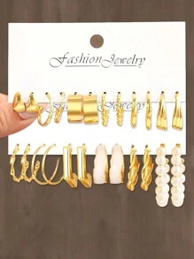 Set de 12/36/48 piezas de aretes aro con flores en espiral asimétricas y perlas falsas, para mujer, como regalo/uso diario para San Valentín, mamá, madre, Día de la Madre