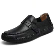 Bequeme Slip-On Lederschuhe, modisch britischer Stil Herrenleder Schuhe, atmungsaktive leichte Fahrschuhe