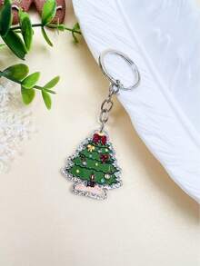 1 件亚克力卡通圣诞树、雪人、圣诞老人、长袜、圣诞铃铛钥匙扣包饰、圣诞礼物 - 彩色 - 查看 7